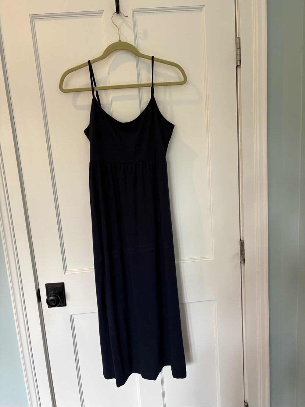 Simple Navy Spaghetti Strap Maxi Dress